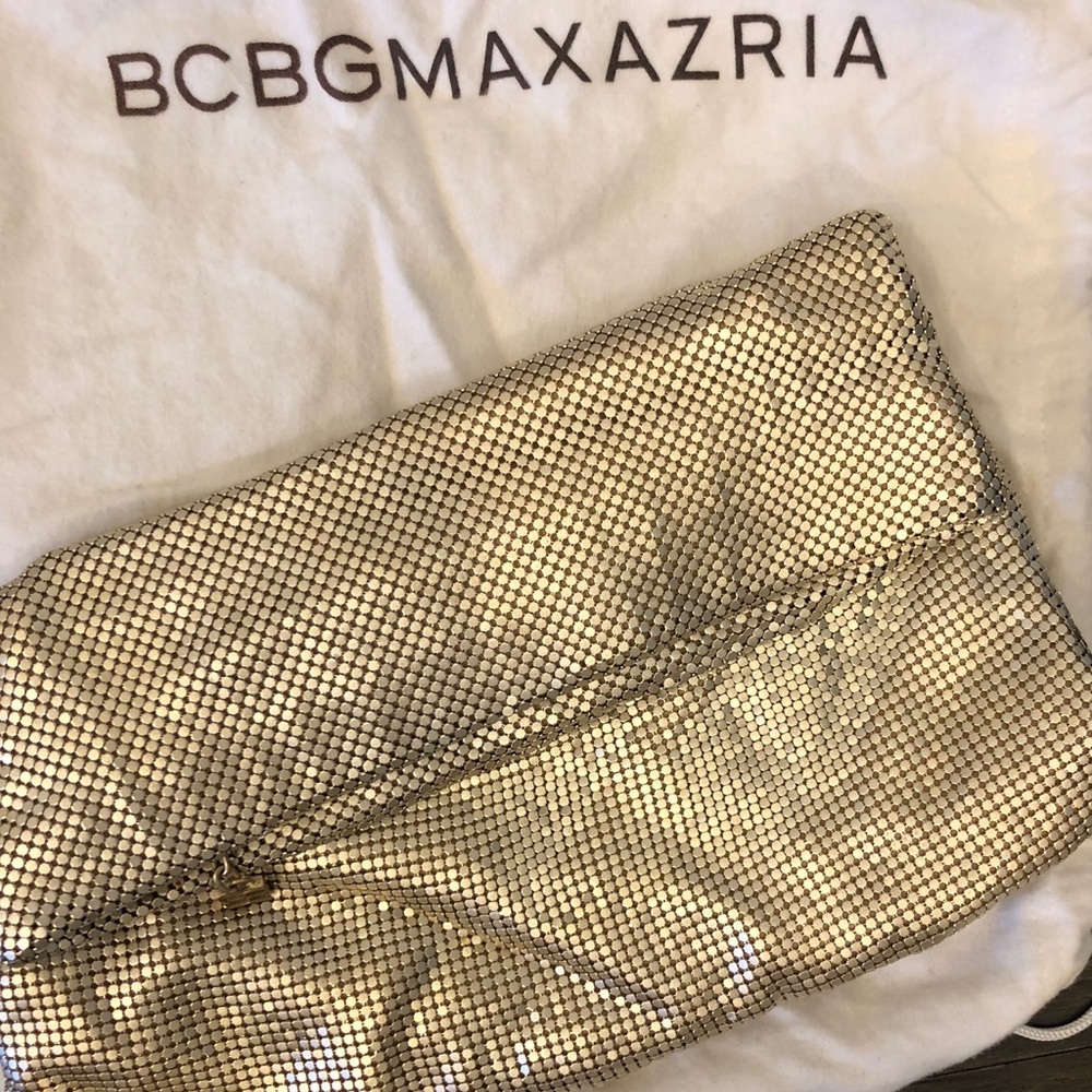 BCBG MAXAZRIA gold fold over clutch